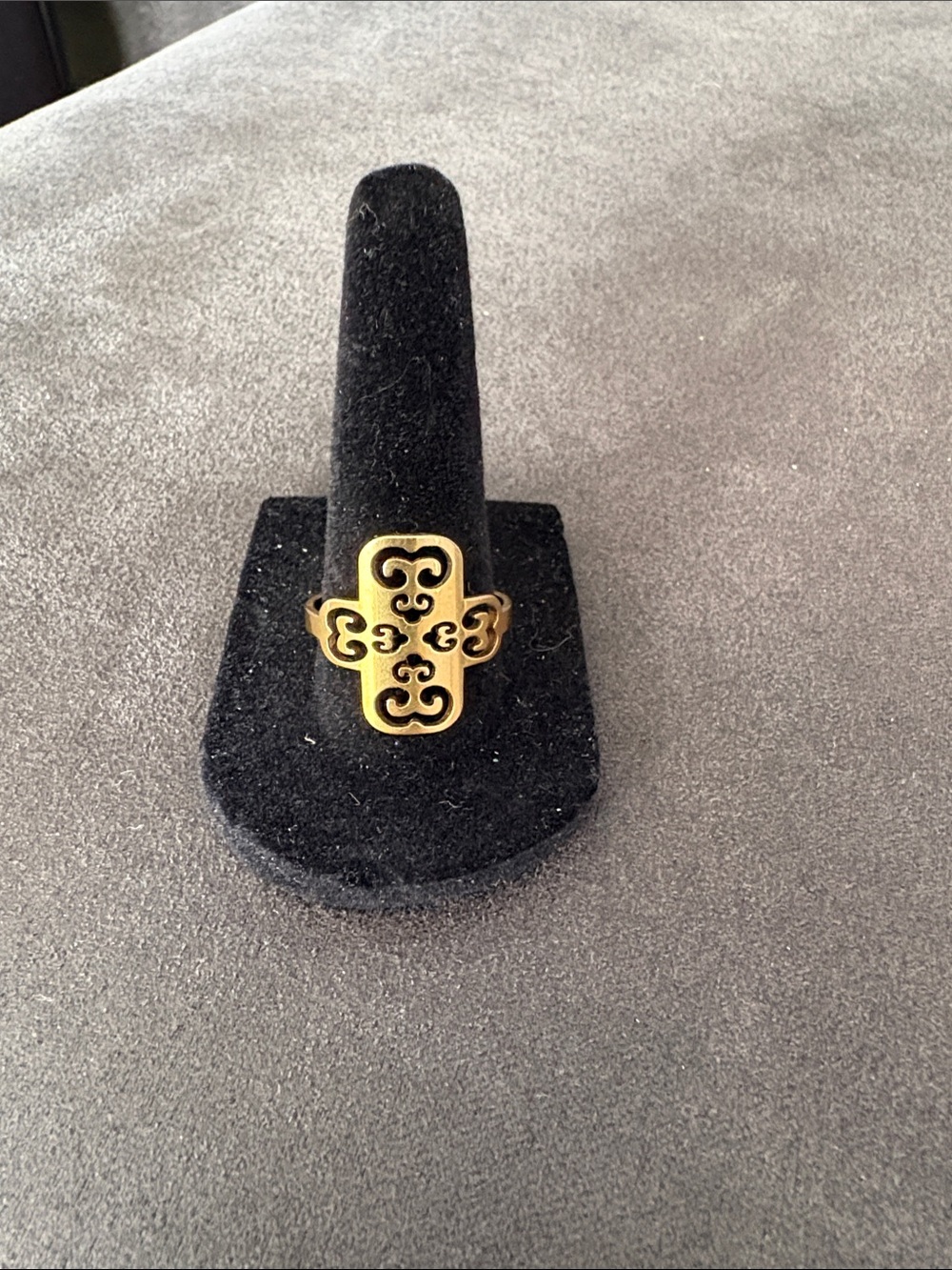 Gold Floral Cross Filigree Ring - Women Jewelry
